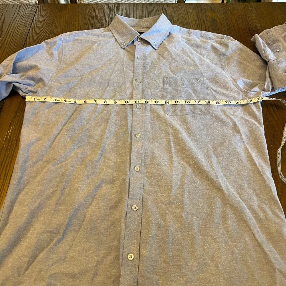American Tall Button Down Shirt Cotton Chambray Blue Long Sleeve Classic Tall